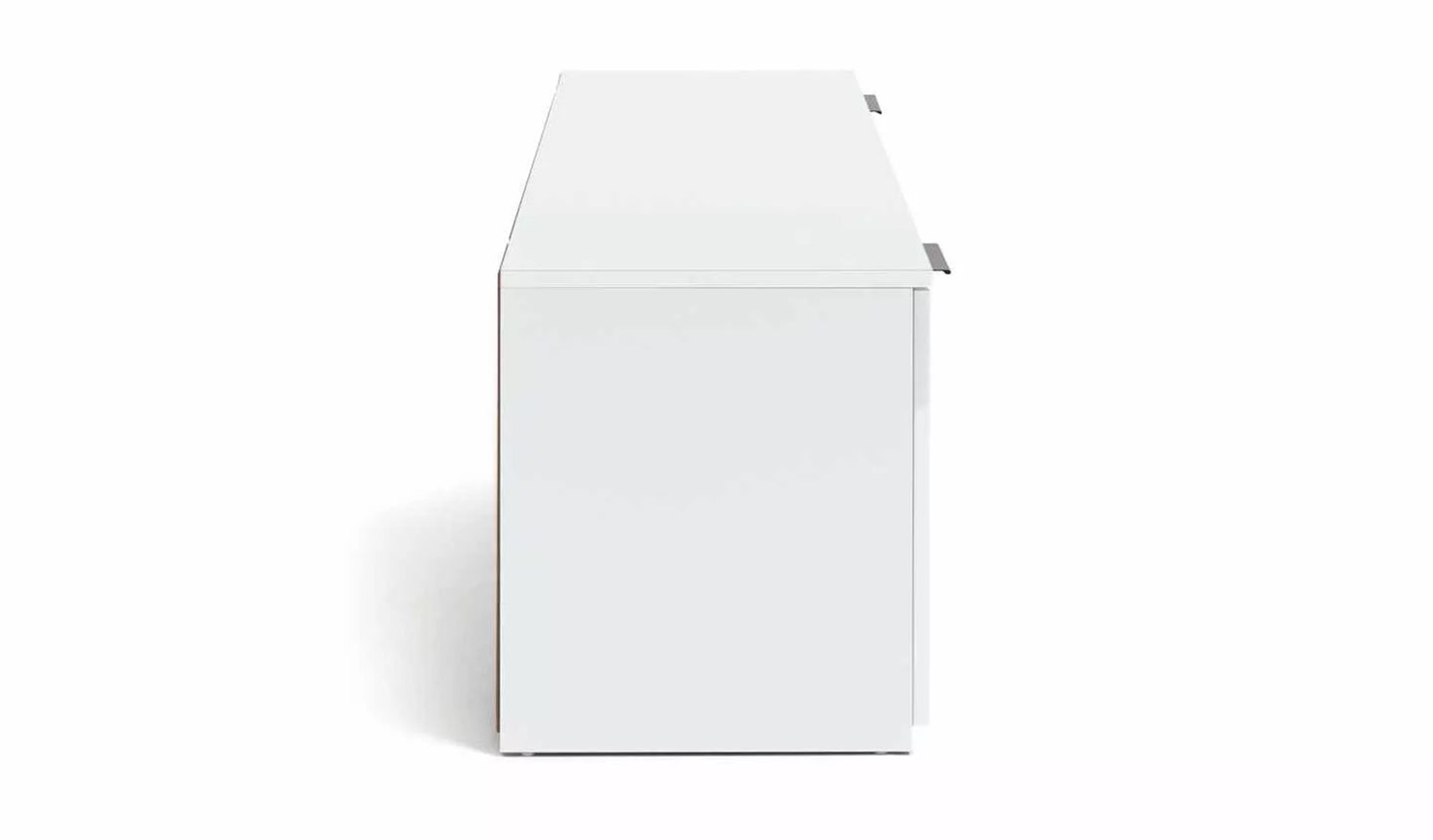 Habitat Hayward 2 Door 2 Drawer TV Unit White Gloss/Black Handles